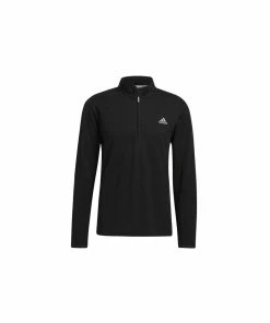 ADIDAS 3 Stripe 1/4 Zip Layering Top - Black Mel