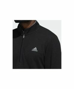 ADIDAS 3 Stripe 1/4 Zip Layering Top - Black Mel -Clubs Shop adidas 3 stripe 1 4 zip layering top black mel p4232 7899 image
