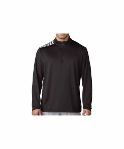 ADIDAS 3 Stripe Classic 1/4 Zip Pullover - Black