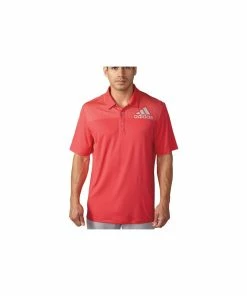 ADIDAS Big Logo Dot Print Polo - Shock Red/Stone