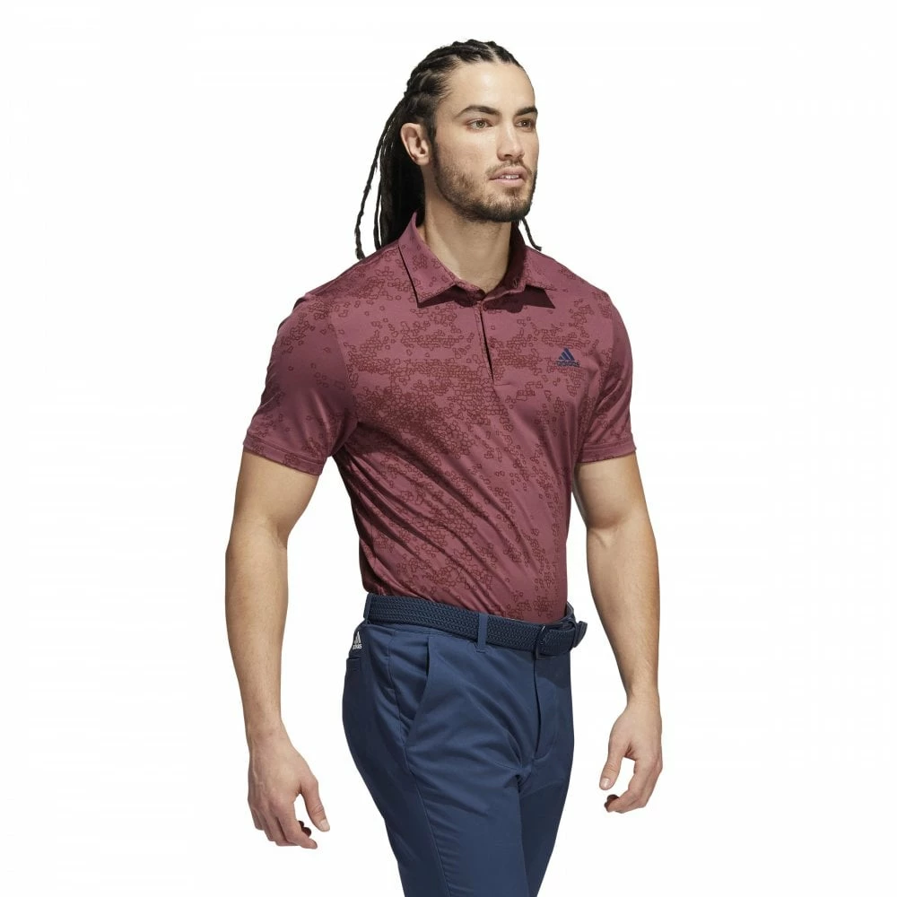 ADIDAS Jacquard Polo Shirt - Quiet Crimson 5 ADIDAS Jacquard Polo Shirt - Quiet Crimson - Image 3