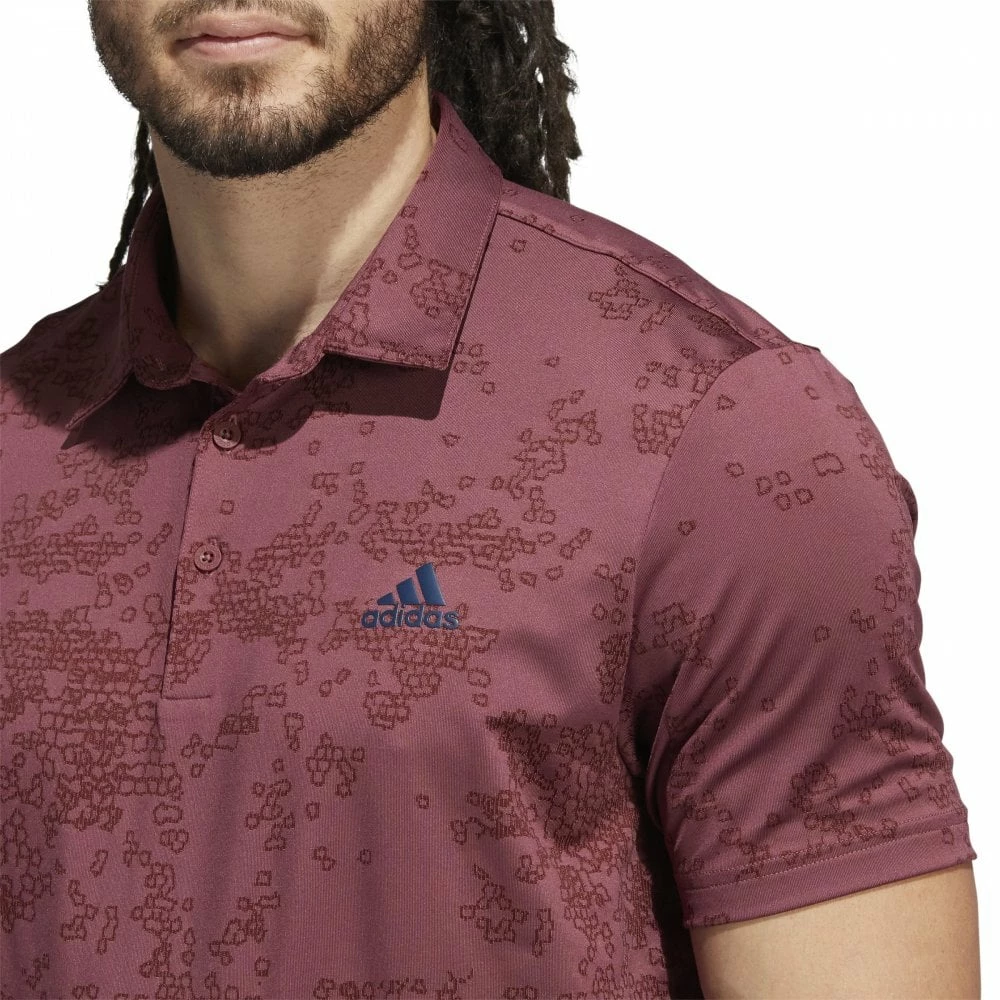 ADIDAS Jacquard Polo Shirt - Quiet Crimson 6 ADIDAS Jacquard Polo Shirt - Quiet Crimson - Image 4