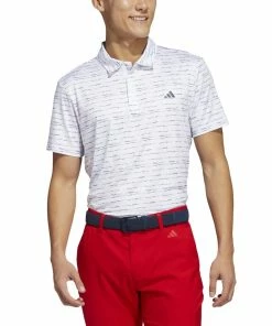 ADIDAS Stripe Zip Golf Polo Shirt - White