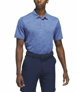 ADIDAS Textured Jacquard Golf Polo Shirt - Blue Fusion