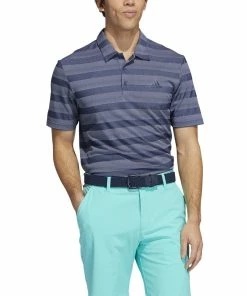 ADIDAS TWO COLOR STRIPE PRIMEGREEN POLO SHIRT - Crew Navy
