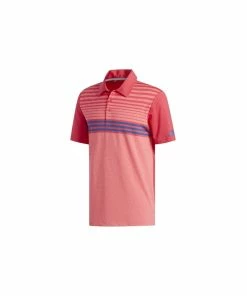 ADIDAS Ultimate 365 3 Stripes Heather Polo - RED/PINK/MARINE