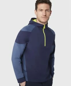 Callaway 1/4 ZIP HOODIE MIXED MEDIA PULLOVER - PEACOAT -Clubs Shop callaway 1 4 zip hoodie mixed media pullover peacoat p11611 24914 image
