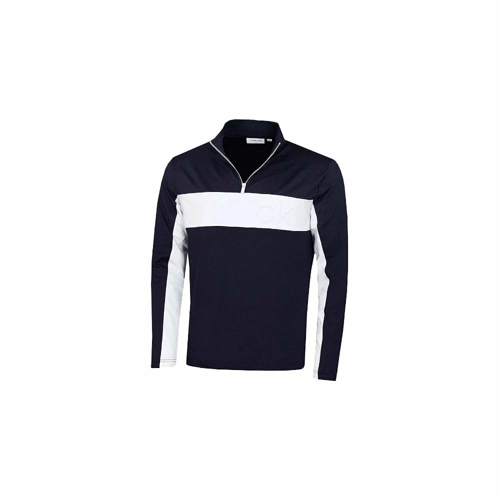 Calvin Klein EMBOSSED HALF ZIP - NAVY/WHITE 3 Calvin Klein EMBOSSED HALF ZIP - NAVY/WHITE