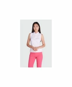 Calvin Klein Ladies AVON SLEEVELESS POLO - WHITE/JETE 7 Calvin Klein Ladies AVON SLEEVELESS POLO - WHITE/JETE -Clubs Shop calvin klein ladies avon sleeveless polo white jete p5684 10475 image