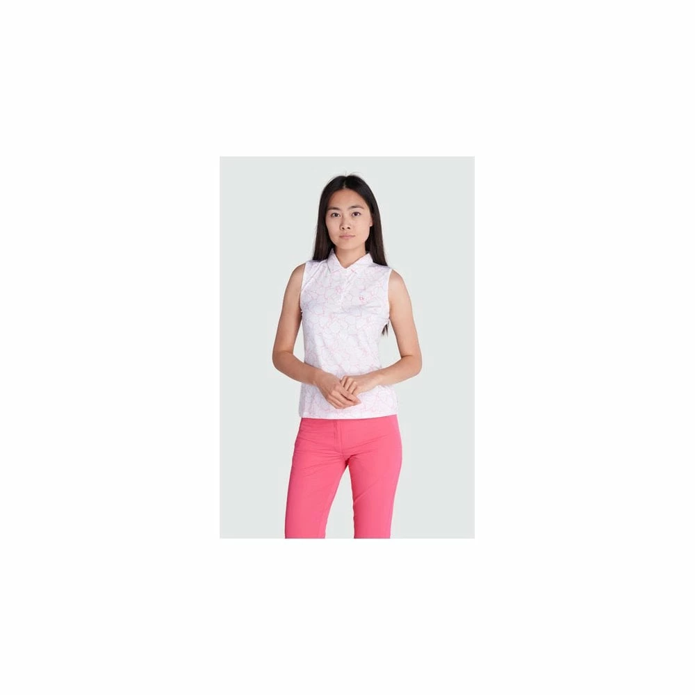 Calvin Klein Ladies AVON SLEEVELESS POLO - WHITE/JETE 4 Calvin Klein Ladies AVON SLEEVELESS POLO - WHITE/JETE - Image 2