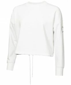 Calvin Klein Ladies CHILL CROPPED CREW SWEATSHIRT WHITE