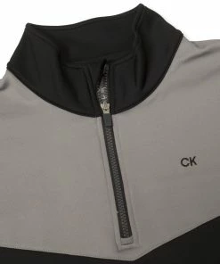Calvin Klein Traverse 1/2 Zip Mid-Layer - GREY/BLACK -Clubs Shop calvin klein traverse 1 2 zip mid layer grey black p13455 30595 image