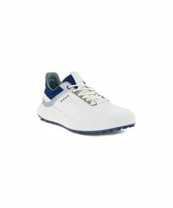 ECCO M GOLF CORE GOLF SHOE - WHITE/SILVER/BLUE DEPTHS