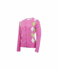 EP Pro Long Sleeve V Neck Cardigan With Argyle - Candy