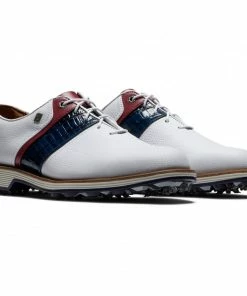 FootJoy 2022 Mens DJ Premiere Golf Shoes - White/Navy/Red