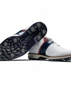 FootJoy 2022 Mens DJ Premiere Golf Shoes - White/Navy/Red -Clubs Shop footjoy 2022 mens dj premiere golf shoes white navy red p7879 15780 image