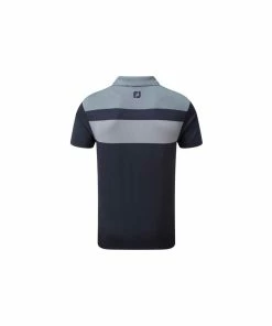 FootJoy Block Birdseye Pique Polo - Navy/White/Blue Fog