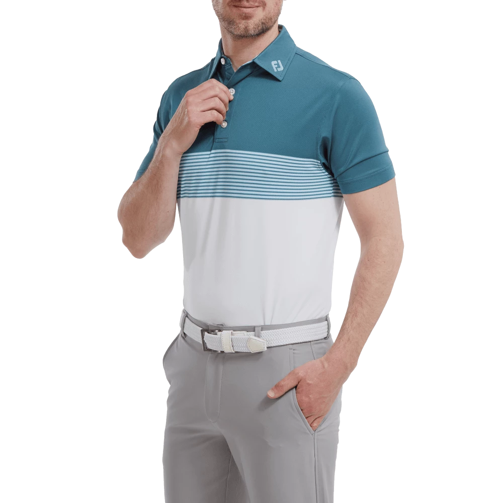 FootJoy Colour Block Pique Polo Ink And White/Dusk Blue 3 FootJoy Colour Block Pique Polo Ink And White/Dusk Blue