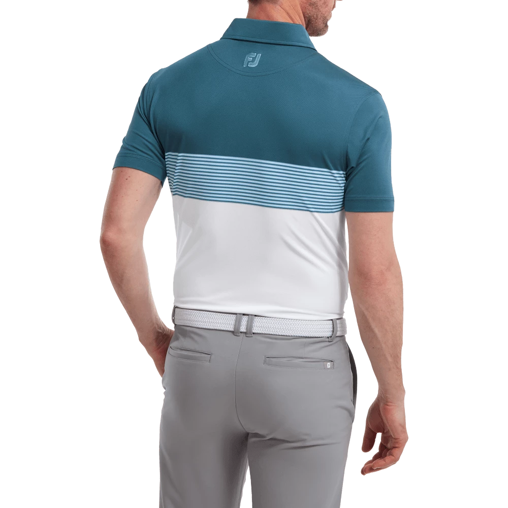 FootJoy Colour Block Pique Polo Ink And White/Dusk Blue 4 FootJoy Colour Block Pique Polo Ink And White/Dusk Blue - Image 2