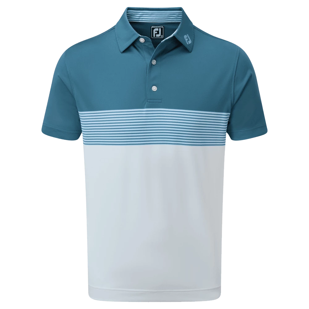 FootJoy Colour Block Pique Polo Ink And White/Dusk Blue 5 FootJoy Colour Block Pique Polo Ink And White/Dusk Blue - Image 3