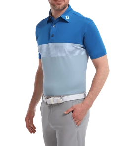 FootJoy Colour Block Pique Polo Royal And Dove Grey/White
