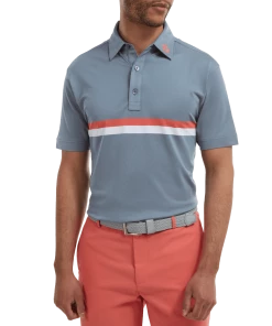 FootJoy Double Chest Band Pique Polo Graphite/Coral/White