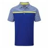 FootJoy Lsle Eng Stripe Polo Royal/White/Lemon