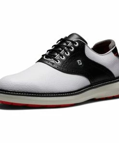 Footjoy Mens FJ TRADITIONS SPIKELESS WHITE/BLACK/GREY Golf Shoes -Clubs Shop footjoy mens fj traditions spikeless white black grey golf shoes p12578 27362 image