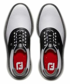 Footjoy Mens FJ TRADITIONS SPIKELESS WHITE/BLACK/GREY Golf Shoes -Clubs Shop footjoy mens fj traditions spikeless white black grey golf shoes p12578 27364 image