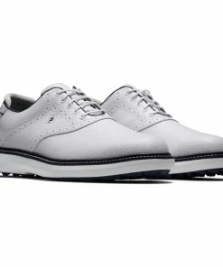 Footjoy Mens FJ TRADITIONS SPIKELESS WHITE/WHITE/NAVY Golf Shoes