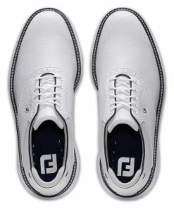 Footjoy Mens FJ TRADITIONS SPIKELESS WHITE/WHITE/NAVY Golf Shoes -Clubs Shop footjoy mens fj traditions spikeless white white navy golf shoes p12579 27369 image