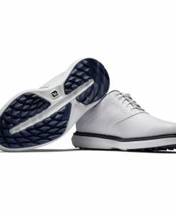 Footjoy Mens FJ TRADITIONS SPIKELESS WHITE/WHITE/NAVY Golf Shoes -Clubs Shop footjoy mens fj traditions spikeless white white navy golf shoes p12579 27370 image
