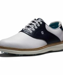 Footjoy Mens FJ Traditions White/Navy Golf Shoes -Clubs Shop footjoy mens fj traditions white navy golf shoes p12602 27471 image