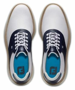 Footjoy Mens FJ Traditions White/Navy Golf Shoes -Clubs Shop footjoy mens fj traditions white navy golf shoes p12602 27473 image
