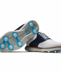Footjoy Mens FJ Traditions White/Navy Golf Shoes -Clubs Shop footjoy mens fj traditions white navy golf shoes p12602 27474 image