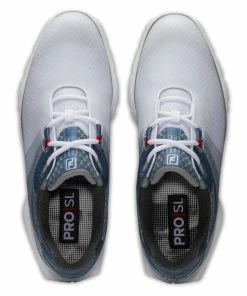 Footjoy Mens PRO SL SPORT WHITE/BLUE/NAVY Golf Shoes -Clubs Shop footjoy mens pro sl sport white blue navy golf shoes p12580 27374 image
