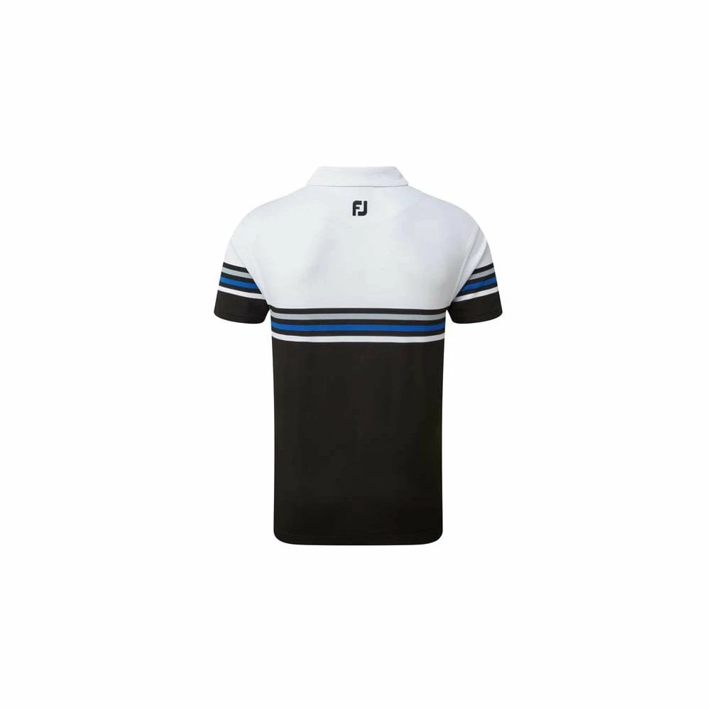 FootJoy Stretch Pique Colour Block Polo - White/Black 3 FootJoy Stretch Pique Colour Block Polo - White/Black