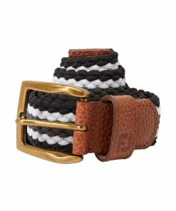 FootJoy Striped Belt  Black/Charcoal/White
