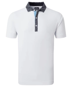 FootJoy Tossed Tulip Trim Polo White/Avy -Clubs Shop footjoy tossed tulip trim polo white avy p13345 30248 image