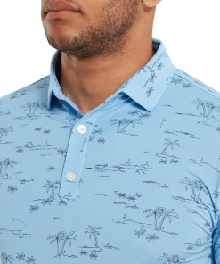 FootJoy Tropic Golf Print Polo - True Blue/Navy -Clubs Shop footjoy tropic golf print polo true blue navy p13346 30252 image