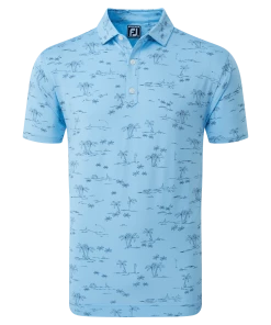 FootJoy Tropic Golf Print Polo - True Blue/Navy -Clubs Shop footjoy tropic golf print polo true blue navy p13346 30253 image