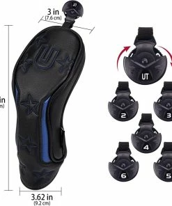 Gamola Golf Big Teeth Black & Blue Star PU Leather Hybrid Headcover -Clubs Shop gamola golf big teeth black blue star pu leather hybrid headcover p13581 31017 image