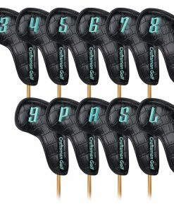 Gamola Golf Black/Blue Croc Velcro Iron PU Headcovers 11pc (3-9,P,A,S,L)