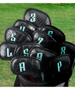 Gamola Golf Black/Blue Croc Velcro Iron PU Headcovers 11pc (3-9,P,A,S,L) -Clubs Shop gamola golf black blue croc velcro iron pu headcovers 11pc 3 9 p a s l p13606 31075 image