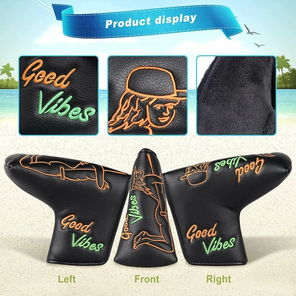 Gamola Golf Black Good Vides Sexy Women Magnetic Blade Putter Headcover 6 Gamola Golf Black Good Vides Sexy Women Magnetic Blade Putter Headcover - Image 4