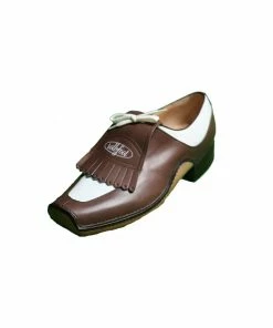 Gamola Golf Italian Leather Golf Shoe Britain Dark Brown /White