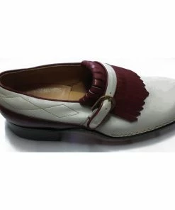 Gamola Golf Italian Leather Golf Shoe Cattolic - Dark Red/White