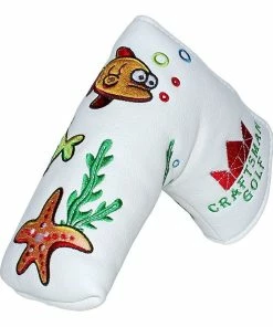 Gamola Golf White Sea Grass Fish Novelty PU Blade Putter Headcover