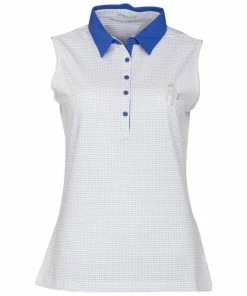 Green Lamb CAIT S/LESS PIN DOT POLO SAP-WHT