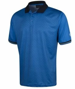 Island Green Diamond Print Polo - Mid Blue